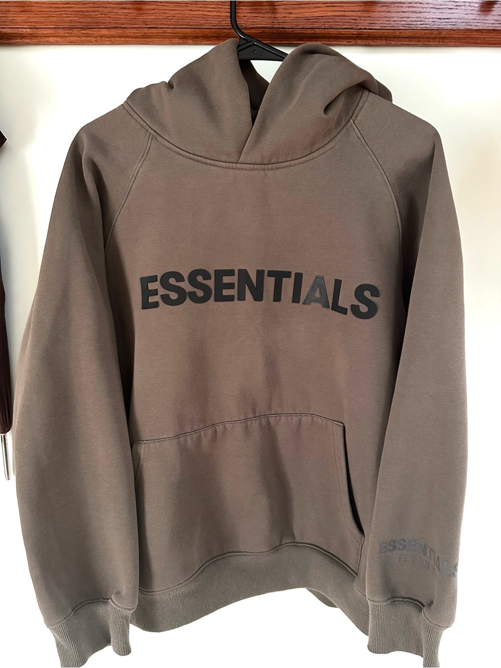 Essentials Brown Taupe Hoodie with Black Logo